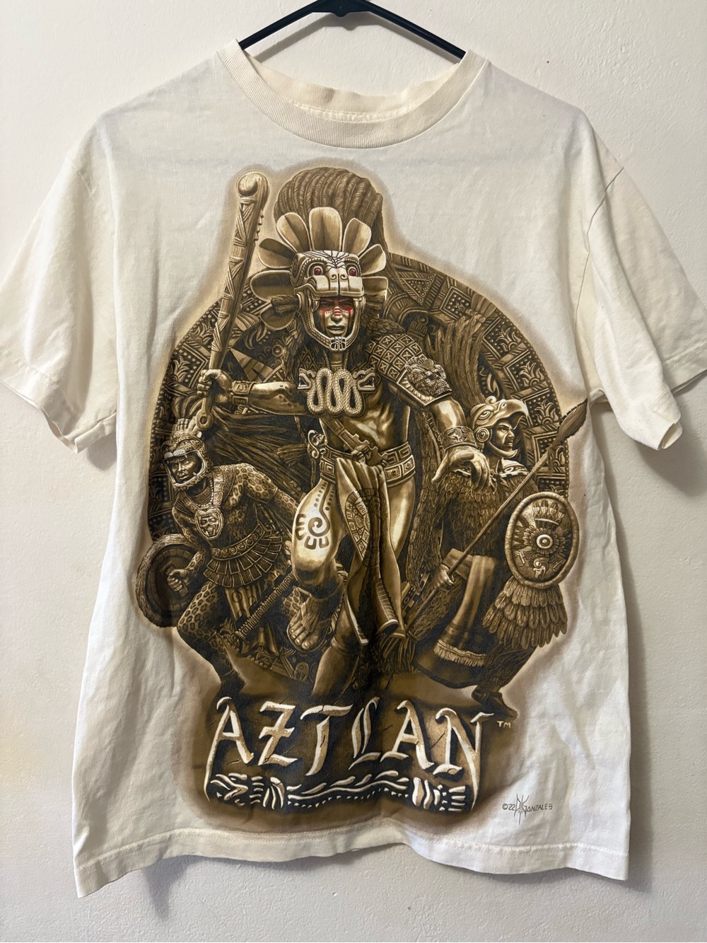 Men’s Aztlan DGA Aztec Warrior Tshirt size M made in Nicuragua